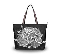 JUMBEAR Sac fourre-tout en toile pour femme Motif tête de mort Rose Noir Taille L - - a, Large