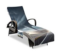 JUMBEAR Serviette de plage portable terrifiante tempêtes de sable, serviette de chaise de plage avec poches, serviette de plage pour chaise longue en microfibre pour l'été, l'extérieur, le jardin, la