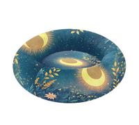 JUMBEAR Sun and Moon Lit apaisant en forme de beignet pour chien et chat - Lit rond en peluche chaud et doux avec fond antidérapant et lavable, taille S