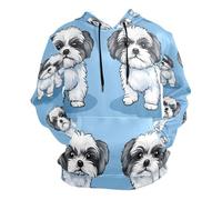 JUMBEAR Sweat à Capuche Shih Tzu Mignon Dessin animé Chien Sweat à Capuche Haut Unisexe Hommes Dames Sweatshirts à Capuche Sweatshirts - S, a, XXL