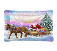 JUMBEAR Tapis de cage pour chien et chat avec fond antidérapant - Motif Père Noël Rides in A Carriage - Doux et confortable - 91,4 x 61 cm