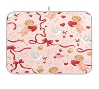 JUMBEAR Tapis de séchage mignon pour la Saint-Valentin Cupidon 41 x 46 cm Tapis de séchage de cuisine absorbant séchage rapide tapis de comptoir protecteur pour plan de travail bar évier
