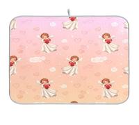JUMBEAR Tapis de séchage mignon pour la Saint-Valentin Cupidon 46 x 61 cm Tapis de séchage de cuisine absorbant à séchage rapide Tapis de comptoir Protecteur pour plan de travail bar évier