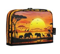 JUMBEAR Trousse à crayons avec fermeture éclair Motif animaux africains sous le coucher du soleil - Grande capacité - Pour l'école, le bureau, les voyages