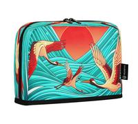 JUMBEAR Trousse à crayons japonaise rouge avec motif grue couronnée, grande capacité, pochette pour papeterie, bureau, maquillage avec fermeture éclair pour l'école, le bureau, les voyages