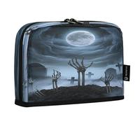 JUMBEAR Trousse à crayons squelette à la main sous Halloween clair de lune, grande capacité, pochette pour papeterie, bureau, maquillage avec fermeture éclair pour l'école, le bureau, les voyages