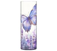 JUMBEAR Vase lavande et papillon pour fleurs - Vase transparent rustique pour maison de ferme moderne, idéal pour étagère, table et entrée