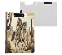 JUMBEAR Western Cowboy Crossing The Desert Porte-bloc A4 avec double clips, planche à clip pliable avec couverture, organiseur personnel léger adapté pour hôpital, bureau, école, affaires, salle de