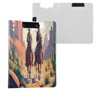 JUMBEAR Western Cowboy Crossing The Desert Porte-bloc A4 avec double clips, planche à clip pliable avec couverture, organiseur personnel léger adapté pour hôpital, bureau, école, affaires, salle de