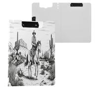 JUMBEAR Western Cowboy Crossing The Desert Porte-bloc A4 avec double clips, planche à clip pliable avec couverture, organiseur personnel léger adapté pour hôpital, bureau, école, affaires, salle de