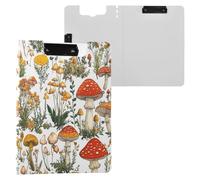 JUMBEAR Wild Mushrooms Porte-bloc A4 avec double pinces, planche à clip pliable avec couverture, organiseur personnel léger adapté pour hôpital, bureau, école, affaires, salle de classe