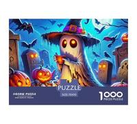 Jumbie Pumpkins, 1000pcs pour Femmes et Hommes Sorcière et fantôme avec des citrouilles dans Un cimetière. Jeu Familial Amusant et Stimulant. Idée Cadeau. 70x50 cm/1000pcs.