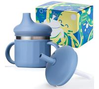 Jumble Dream Gobelet à bec en acier inoxydable - Gobelet à paille | Tasse d'apprentissage en acier inoxydable de 236,8 g avec paille en silicone et couvercle résistant aux déversements; sans