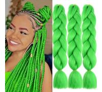 Jumbo Braids Tressage Extensions De Cheveux Yaki Droit Pour Bricolage Crochet Twist Tresses Fibre Synthétique 3 Pièces 61 CM 24 Pouces A26 Vert Vif