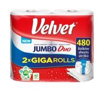 JUMBO DUO - Pack de 2 grands rouleaux de papier essuie-tout Velvet