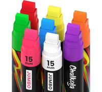 Jumbo Marqueurs De Fenêtre 15mm Lot De 8 Stylos Craie Fluo-Utilisables Sur Voitures,Tableau Craie,Céramique,Verre,PlastiqueAimé Par Enseignants,Artistes Et Entreprises