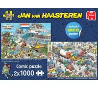 Jumbo Spiele Jan van Haasteren - Verkehrschaos & Zu Luft, Land und See, Puzzle, puzzle pour adultes, jeu de puzzle, 2 x 1000 pièces, 20073
