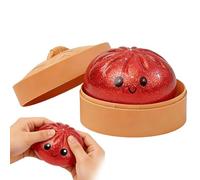 Jumbo Squeeze Toy with Steamer Box, Glitter Dumpling Squeeze Box | Cute Food Slow Rising Stress Toys, for Men Women Adults Kids Classroom Home Offices Travel Study Work Party Birthday