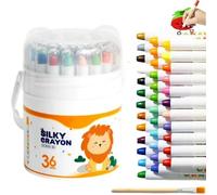 Jumbo Twistable Washable Crayons, 12/24/36/48 Colors Silky Gel Crayons, Easy-to-Hold Large Crayon with Storage Box & Brush for Coloring Books, Arts & Crafts, Painting Enthusiasts (36 colors)
