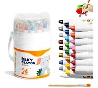Jumbo Twistable Washable Crayons, 12/24/36/48 Colors Silky Gel Crayons, Easy-to-Hold Large Crayon with Storage Box & Brush for Coloring Books, Arts & Crafts, Painting Enthusiasts (24 colors)