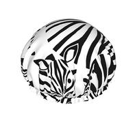 Jumbo Zebra Noir Blanc Bonnet de Douche Imperméable, Bonnet de Bain Élastique Protection de l'Environnement Bonnets de Bain pour Cheveux, Double Couches Imperméables Bonnet de Douche de Bain