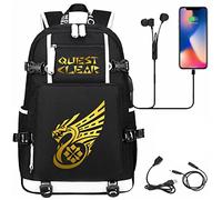 JUMBOZ Animé Sac à Dos pour D'école Monst-ER Hunt-ER, Imprimé Sacs à Dos Ordinateur Portable avec Port de Chargement USB, Cartable Scolaires Léger pour Garcon Fille Adolescents-L||47X30X15CM