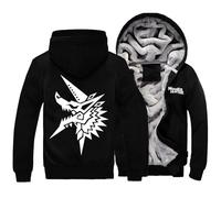 JUMBOZ Blouson Homme Monst-ER Hunt-ER, Blousons en Polaire Hiver Chaud avec Zippé, Sweats Mode Imprimé de Voyage-Black A||L