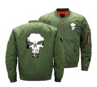 JUMBOZ Blouson Homme Zippée Pun.ish-ER, Veste Homme Bombers Col Montant, Manteau Hiver pour Outdoor Décontracté-Green||L