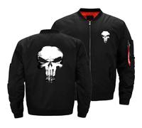 JUMBOZ Blouson Homme Zippée Pun.ish-ER, Veste Homme Bombers Col Montant, Manteau Hiver pour Outdoor Décontracté-Black||M