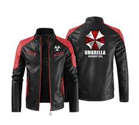 JUMBOZ Blouson Moto Similicuir Resid.ent Evil, Blouson Racer Cool Classique pour l'automne Hiver, Anorak Epaisse et Chaude-Black 2||M