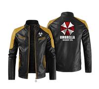 JUMBOZ Blouson Moto Similicuir Resid.ent Evil, Blouson Racer Cool Classique pour l'automne Hiver, Anorak Epaisse et Chaude-Black 3||XL
