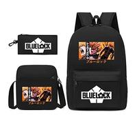 JUMBOZ Blue Lo-CK 3 Pièces Cartable Garcon Primaire, Sac à Dos avec Sacs à Lunch et Trousse à Crayons, Enfants Léger Voyage Cartable D'école-D||Set of 3