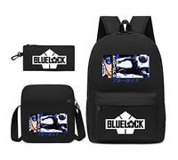 JUMBOZ Blue Lo-CK 3 Pièces Cartable Garcon Primaire, Sac à Dos avec Sacs à Lunch et Trousse à Crayons, Enfants Léger Voyage Cartable D'école-B||Set of 3