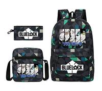 JUMBOZ Blue Lo-CK Sacs à Dos Enfant de 3 Pièces Ensemble, Sac à École Animé Décontracté et élégants, Cartable D'école Casual pour Elèves du Primaire-F||Set of 3