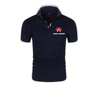 JUMBOZ Po.lo T-Shirt Homme MAS.SEY Fer-GUSON, Poloshirt D'été Respirant Confortable, Tee-Shirt évacuant l'humidité pour Entraînement -Navy Blue||S