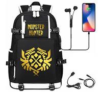JUMBOZ Sac à Dos D'école Monst-ER Hunt-ER, Sacs à Dos Ordinateur avec Port de Charge USB, Mode Et ésistant Cartable Scolaires pour Femme Homme -A10||47X30X15CM