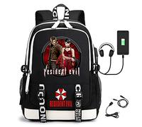 JUMBOZ Sac D'école pour Enfants Resid.ent Evil, Sacs à Dos Ordinateur avec Port de Charge USB, Mode Cartable Scolaires pour Voyage/Collège/Femme/Homme-H||31 * 16 * 43cm