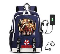 JUMBOZ Sac D'école pour Enfants Resid.ent Evil, Sacs à Dos Ordinateur avec Port de Charge USB, Mode Cartable Scolaires pour Voyage/Collège/Femme/Homme-C||31 * 16 * 43cm