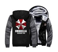 JUMBOZ Sweat Zippé Homme Resid.ent Evil, Blousons Hiver Chaud Polaires avec Zippée, Veste C.HIC Mode Imprimé pour Camping-Black B||XL