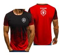 JUMBOZ T-Shirts à Manches Courtes Homme World of Warcra-ft, T-Shirts à Séchage Rapide Confortable Respirable, Tee Shirt Encolure Ronde Léger, Tee Shirt Tees de Sport pour D'extérieur -Red||3XL