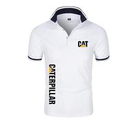 JUMBOZ T-Shirts et Tops de Sport Homme Ca.ter-Pillar, Tennis Golf Sport Po.lo Tshirt Respirant, Loisirs Tee Shirt avec Imprimé pour D'extérieur -White||XXL