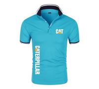 JUMBOZ T-Shirts et Tops de Sport Homme Ca.ter-Pillar, Tennis Golf Sport Po.lo Tshirt Respirant, Loisirs Tee Shirt avec Imprimé pour D'extérieur -Sky Blue||XXL