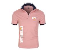 JUMBOZ T-Shirts et Tops de Sport Homme Ca.ter-Pillar, Tennis Golf Sport Po.lo Tshirt Respirant, Loisirs Tee Shirt avec Imprimé pour D'extérieur -Pink||4XL