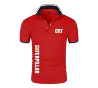 JUMBOZ T-Shirts et Tops de Sport Homme Ca.ter-Pillar, Tennis Golf Sport Po.lo Tshirt Respirant, Loisirs Tee Shirt avec Imprimé pour D'extérieur -Red||S