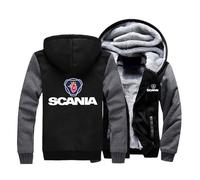 JUMBOZ Veste Hiver Homme SC.an.IA, Manches Longues Épaisse Zippé Hoodie Blousons, Sweats Douce Doublure pour Randonnée-Black B||5XL