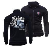 JUMBOZ Veste Légère Homme Zippé SC.an.IA, Blouson de Sport à Col Montant, Manteaux Homme Moderne pour Casual Affaires -Black||L