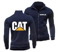 JUMBOZ Veste Travail Homme Fermeture Éclair Ca.ter-Pillar, Bomber Blouson à Col Montant, Manteau Classique Casual avec Poche -Dark Blue||L