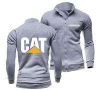 JUMBOZ Veste Travail Homme Fermeture Éclair Ca.ter-Pillar, Bomber Blouson à Col Montant, Manteau Classique Casual avec Poche -Light Gray||L