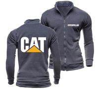 JUMBOZ Veste Travail Homme Fermeture Éclair Ca.ter-Pillar, Bomber Blouson à Col Montant, Manteau Classique Casual avec Poche -Dark Gray||XL