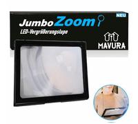 JumboZoom Loupe de lecture LED XXL Loupe de lecture Loupe A4 Loupe de table Loupe sur pied Pliable avec grossissement 3x et support pliable